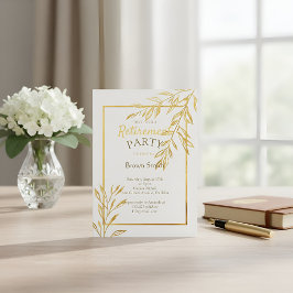 Luxury Gold Foil White Retirement Invitation Elega Kaart