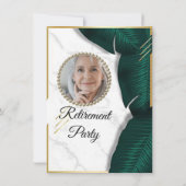 Luxury Gold Foliage Floral Photo Retirement Party Kaart (Achterkant)