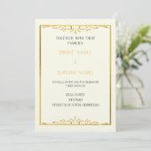 Luxury Gold Frame Wedding Invitation Kaart (Staand voorkant)