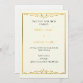 Luxury Gold Frame Wedding Invitation Kaart (Voorkant / Achterkant)