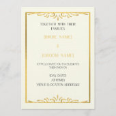 Luxury Gold Frame Wedding Invitation  Kaart (Voorkant)