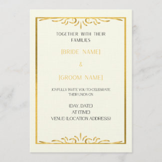 Luxury Gold Frame Wedding Invitation  Kaart