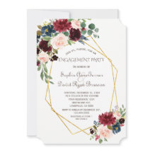 Luxury Gold Geometric Burgundy Floral Verloving