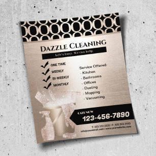 Luxury Gold Geometric Pattern Cleaning Service Flyer