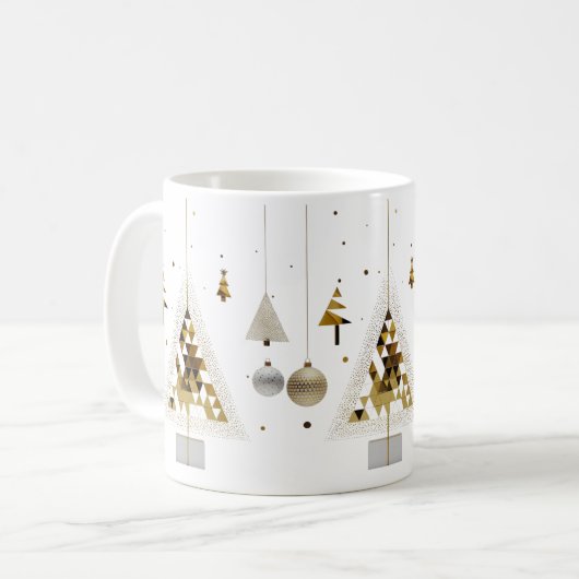 Luxury Gold Geometric Triangle Tree Classic Mug  Koffiemok (Voorkant links)
