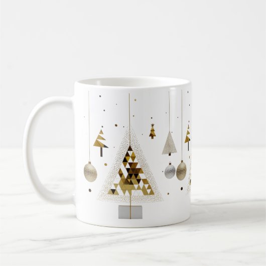 Luxury Gold Geometric Triangle Tree Classic Mug  Koffiemok (Links)