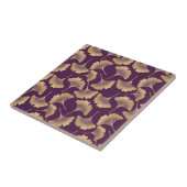 Luxury Gold Ginkgo Leaves on Deep Purple (6) Tegeltje (Zijkant)