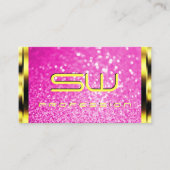 Luxury Gold Girly Pink Glitter Sparkle Initialen Visitekaartje (Voorkant)