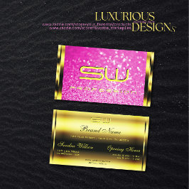 Luxury Gold Girly Pink Glitter Sparkle Initialen Visitekaartje