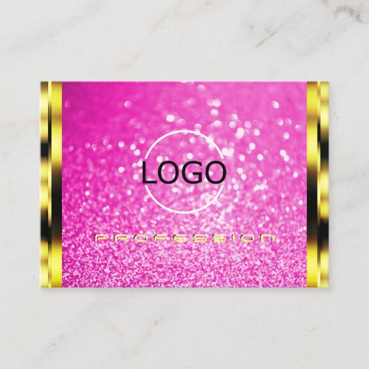 Luxury Gold Girly Pink Glitter Sparkle Modern Logo Visitekaartje (Voorkant)
