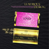 Luxury Gold Girly Pink Glitter Sparkle Modern Logo Visitekaartje