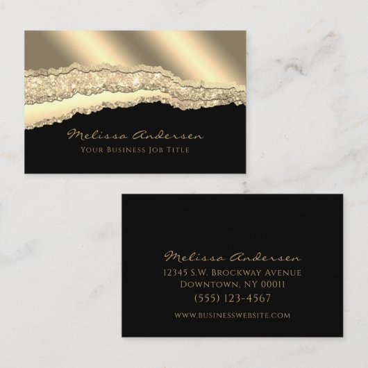 Luxury Gold Glam Glitter Folie Torn Edges Visitekaartje (Voorkant / Achterkant)