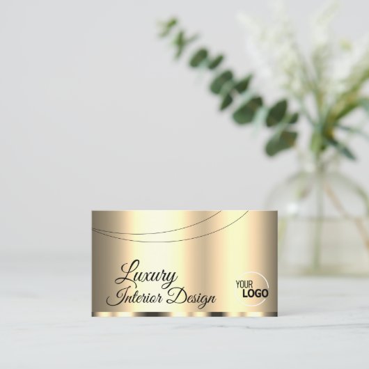 Luxury Gold Glamoureus met Logo en fotostijlvol Visitekaartje (Staand voorkant)