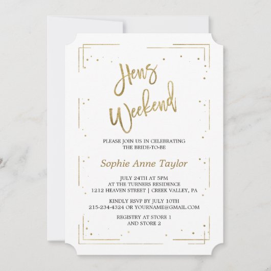 Luxury Gold Glitter Bachelorette Weekend Kaart (Voorkant)