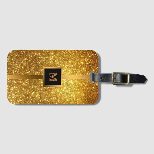 Luxury Gold Glitter Bagagelabel (Voorkant (horizontaal))