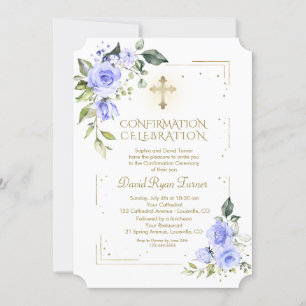 Luxury Gold Glitter Blue Flowers Boy-bevestiging Kaart