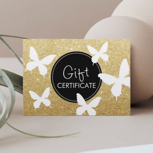 Luxury Gold Glitter Butterflies - Cadeaubonnen Kortingskaartje