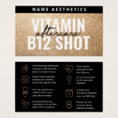 Luxury Gold Glitter Dermal Filler Aftercare Kaart (Voorkant /achterkant)