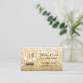 Luxury Gold Glitter Dog Paw Pet Grooming Service Visitekaartje (Staand voorkant)