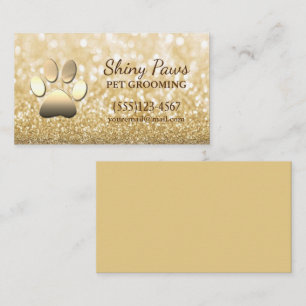 Luxury Gold Glitter Dog Paw Pet Grooming Service Visitekaartje