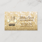 Luxury Gold Glitter Dog Paw Pet Grooming Service Visitekaartje (Voorkant)
