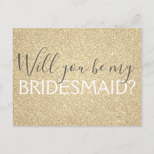 Luxury Gold Glitter en Sparkle Bridesmaid Uitnodiging Briefkaart