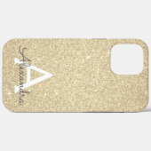 Luxury Gold Glitter en Sparkle Monogram Case-Mate iPhone Case (Achterkant (horizontaal))