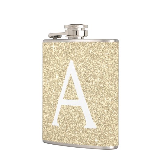 Luxury Gold Glitter en Sparkle Monogram Heupfles (Links)
