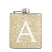 Luxury Gold Glitter en Sparkle Monogram Heupfles (Voorkant)