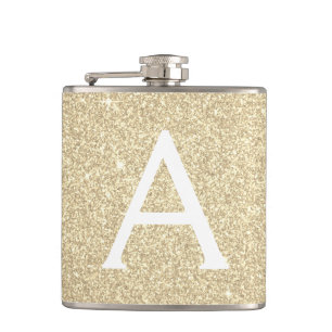 Luxury Gold Glitter en Sparkle Monogram Heupfles