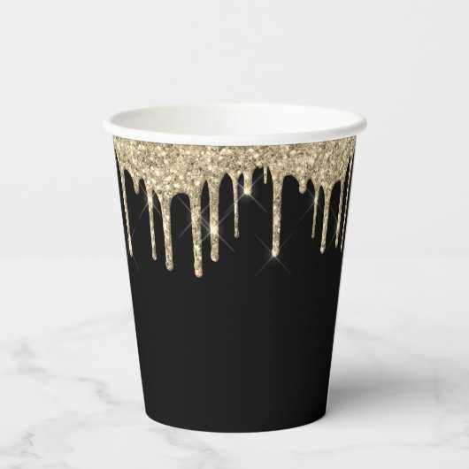 Luxury Gold Glitter en Sparkle Monogram Papieren Bekers (Achterkant)