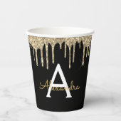 Luxury Gold Glitter en Sparkle Monogram Papieren Bekers (Voorkant)