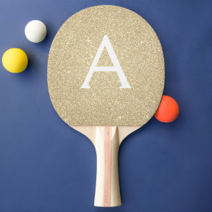 Luxury Gold Glitter en Sparkle Monogram Tafeltennisbatje