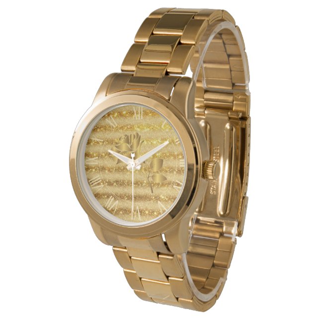 Luxury Gold Glitter Floral Gift Watch Horloge (Gekanteld)
