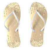 Luxury Gold Glitter Golden Sparkle Drift Jouw teks Teenslippers (Voetbed)