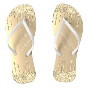Luxury Gold Glitter Golden Sparkle Drift Jouw teks Teenslippers