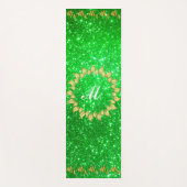 Luxury Gold Glitter Green Monogrammed Gift Yogamat (Voorkant)