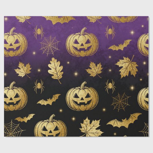 Luxury Gold Glitter Halloween Gift Wrap  Cadeaupapier (Vlak)