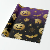 Luxury Gold Glitter Halloween Gift Wrap  Cadeaupapier (Uitgerold)