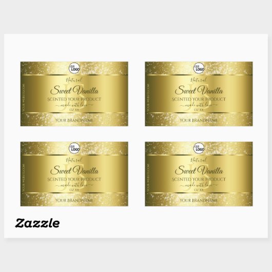 Luxury Gold Glitter Initialen Product Labels Logo (Vel)