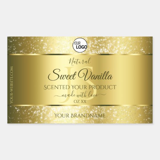 Luxury Gold Glitter Initialen Product Labels Logo (Voorkant)