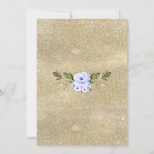 Luxury Gold Glitter Lijst Blue Flowers Wedding Kaart (Achterkant)