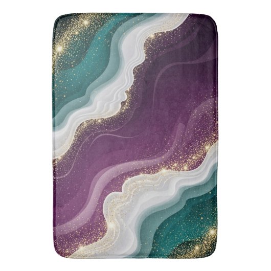 Luxury Gold Glitter Marble Pattern Badmat (Voorkant Verticaal)