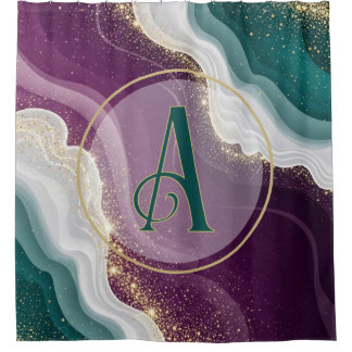 Luxury Gold Glitter Marble Pattern Douchegordijn