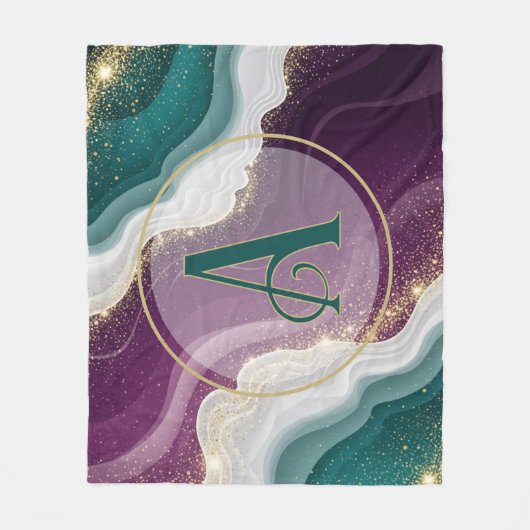 Luxury Gold Glitter Marble Pattern Fleece Deken (Voorkant)