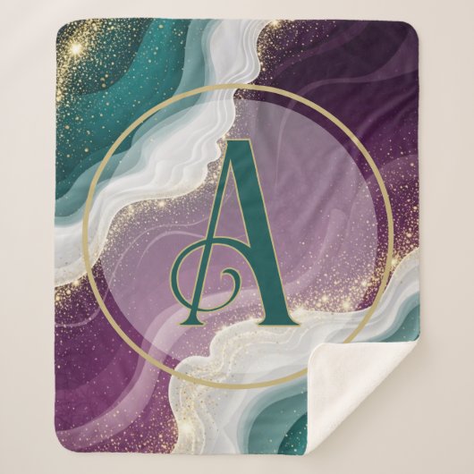 Luxury Gold Glitter Marble Pattern Sherpa Deken (Voorkant)