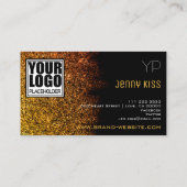 Luxury Gold Glitter met Logo en Mo Modern Visitekaartje (Achterkant)