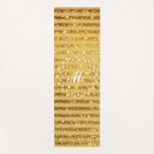 Luxury Gold Glitter Monogrammed Gift Yogamat (Voorkant)