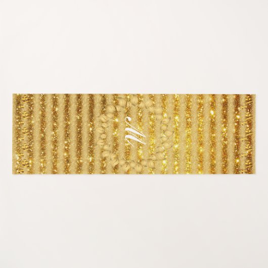 Luxury Gold Glitter Monogrammed Gift Yogamat (Voorkant (horizontaal))