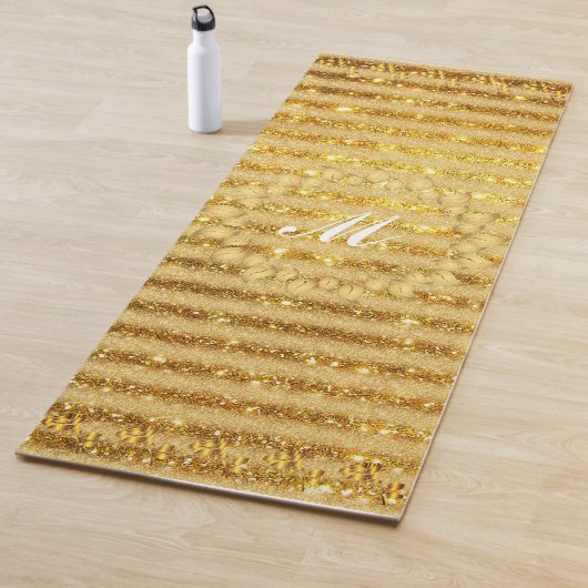 Luxury Gold Glitter Monogrammed Gift Yogamat (In situ)
